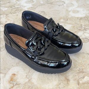 Clarks ZYLAH MAY Black Patent Platform Loafers